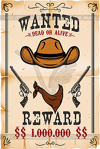 Vintage wanted poster template with old paper - vector image