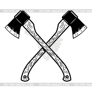 Crossed lumberjack axes . Design element for poster - vector image