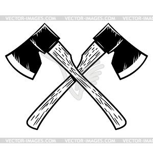 Crossed lumberjack axes . Design element for poster - vector clipart