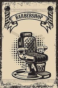 Barber shop. Barber chair on grunge background. - vector image