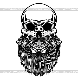Bearded skull. Design element for poster, emblem, - royalty-free vector clipart