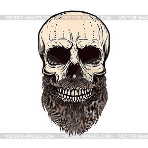 Bearded skull . Design element for poster, emblem, - vector clipart