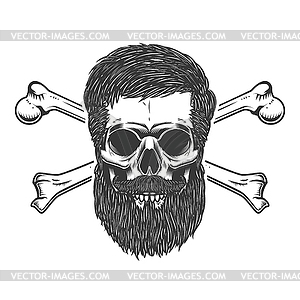 Bearded skull with crossbones. Design element for - vector clip art