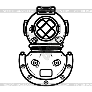 Vintage diver helmet. Design element for logo, - vector image