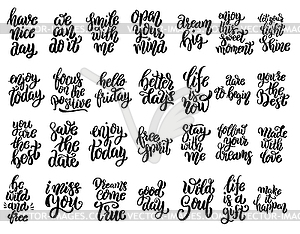 Set of hand written lettering motivational quotes, - vector clipart