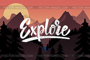 Explore. Lettering quote on background with - stock vector clipart