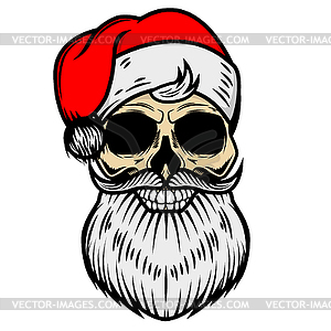 Santa Claus skull . Design element for logo, - vector clipart