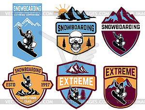 Set of snowboarding emblems. Design element for - vector EPS clipart