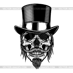 Zombie skull in vintage hat. Design element for - vector clipart