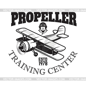 Aviation training center emblem template with - vector image