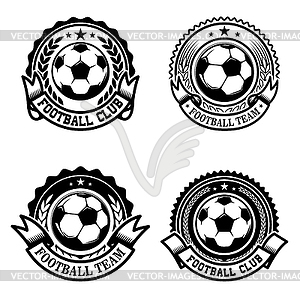 Набор футбольных, футбольных эмблем. Элемент дизайна - иллюстрация в векторном формате