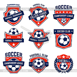 Set of soccer, football emblems. Design element - vector image