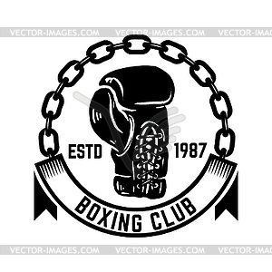 Boxing club. Emblem with boxing boxing glove. Desig - vector image