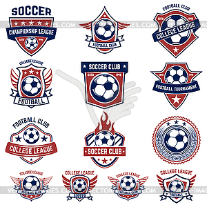 Set of soccer, football emblems. Design element - vector clipart
