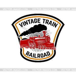 Emblem template with retro train. Rail road. - vector image