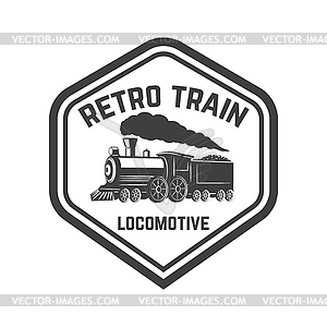 Emblem template with retro train. Rail road. - vector clip art