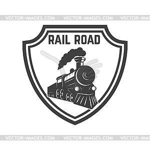 Emblem template with retro train. Rail road. - vector clip art