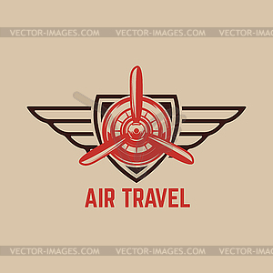 Aviation training center emblem template with - vector clip art