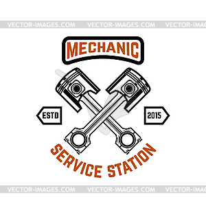 Garage. Service station. Emblem with crossed - vector clipart