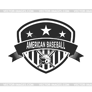 Emblem with crossed baseball bat and baseball - vector clipart