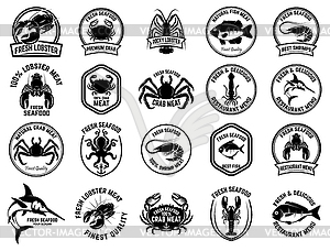 Set of seafood market emblems. Design element for - vector EPS clipart