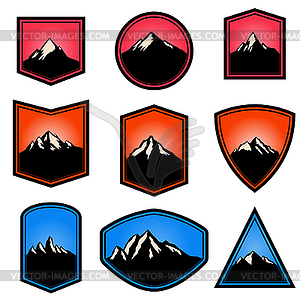 Set of empty badges with mountains. Design - vector image