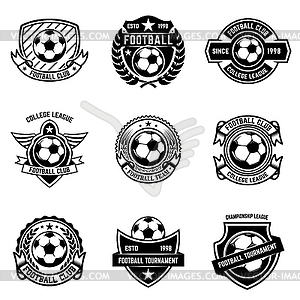 Набор крылатых эмблем с футбольным мячом. Дизайн - векторное изображение EPS