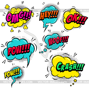 Set of comic style speech bubbles with sound text - vector clipart