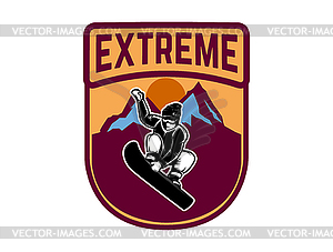 Snowboarding. Emblem with snowboarder. Design - vector clip art