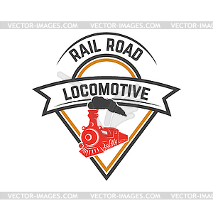 Emblem template with retro train. Rail road. - vector clipart