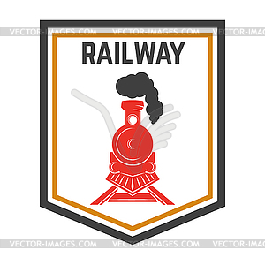 Emblem template with retro train. Rail road. - color vector clipart