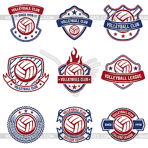 Volleyball emblems. Design element for logo, - vector clipart