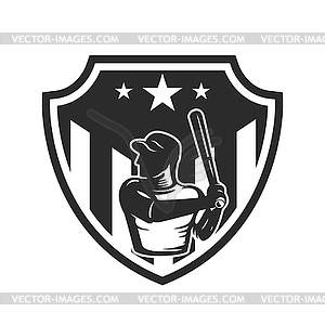 Emblem template with baseball player. Design elemen - vector image