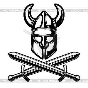 Helmet with crossed swords  - vector clipart