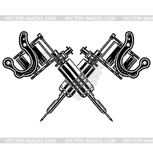 Crossed tattoo machines on white background. - vector clipart