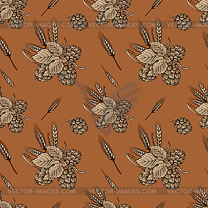 Seamless pattern with beer hop. Design element for - vector image