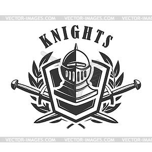 Knights. Emblem template with medieval knight - vector image