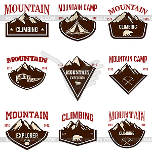 Mountain camp emblem templates. Design element for - stock vector clipart