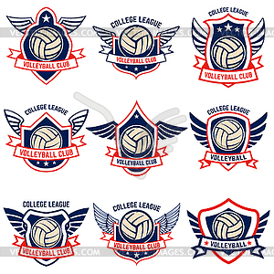 Volleyball emblems. Design element for logo, - vector image