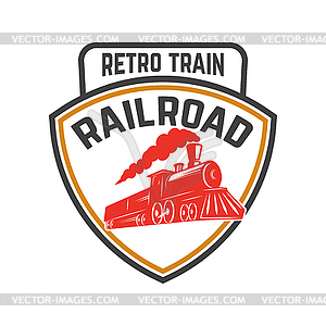 Emblem template with retro train. Rail road. - vector image