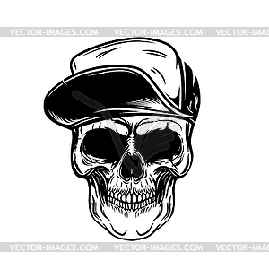 Skull in baseball cap. Design element for poster, - vector image