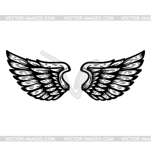 Wings . Design element for logo, label, emblem, sign - white & black vector clipart
