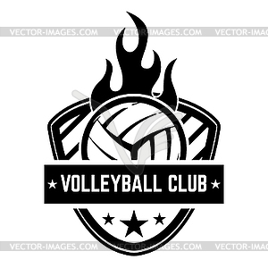 Emblem template with volleyball ball . Design - vector clipart