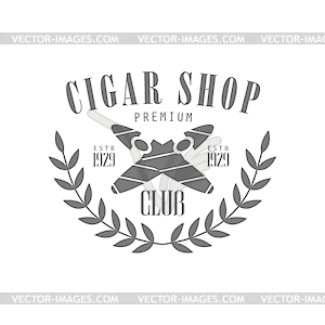 Crossed Cigars Premium Quality Smoking Club - royalty-free vector image