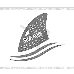 Shark Fin Above Wave Summer Surf Club Black And - vector image