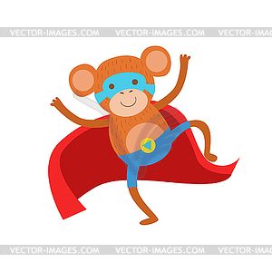 Monkey Animal Dressed As Superhero With Cape Comic - vector image