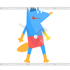 Blue Fox Animal Одетый Как супергерой с мыса Comi - векторный клипарт Royalty-Free