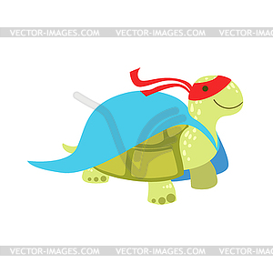 Land Turtle Animal Dressed As Superhero With Cape - vector image