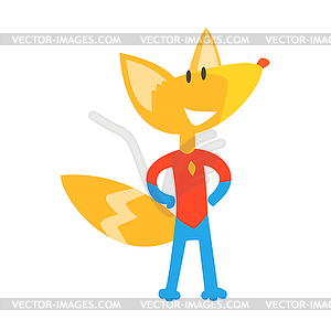 Red Fox Animal Dressed As Superhero With Cape - vector image