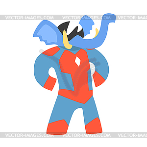 Elephant Animal Dressed As Superhero With Cape Comi - vector image